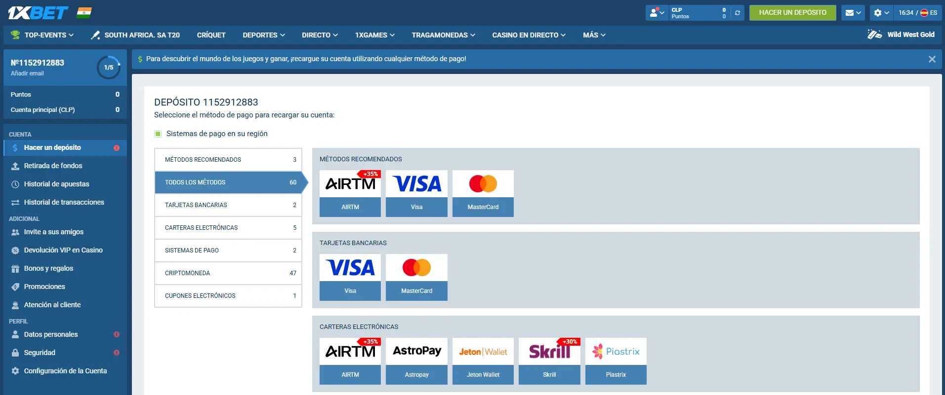 Depósitos y retiros en 1xBet online casino Chile Depósitos y retiros en 1xBet casino Chile