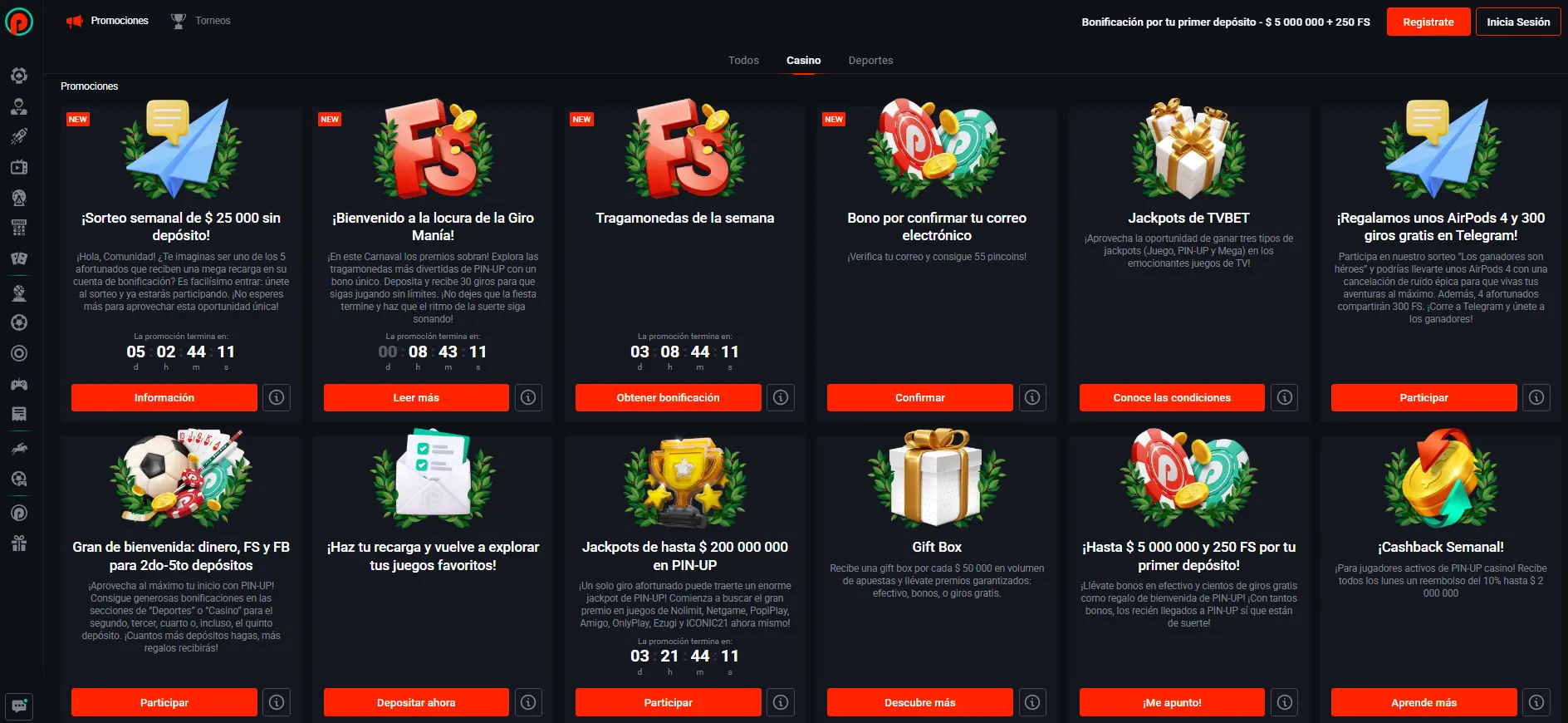 Bonos y promociones en el casino en línea Pin Up Bonos y promociones en el casino Pin Up
